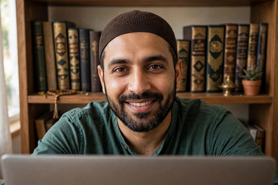 Male Quran tutor teaching an online class, online Quran classes Australia
